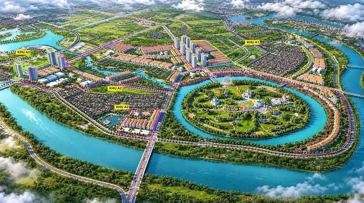 Phối cảnh toàn cảnh Vinhomes King Park bên sông Cầu